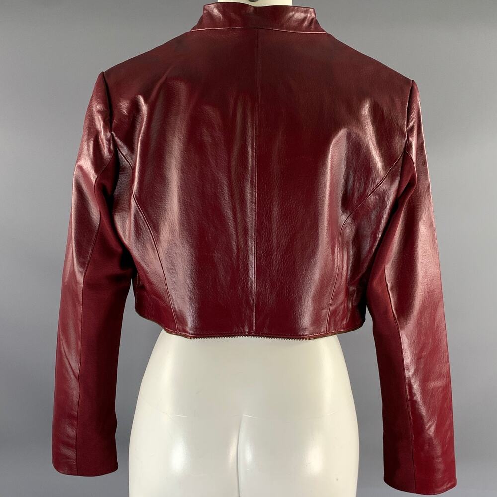 HAL RUBENSTEIN Size M Burgundy Leather Jacket Blazer - Picture 8 of 11
